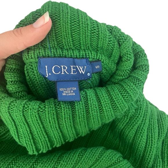 VTG J. Crew Turtleneck Sweater Ribbed Chunky Kelly Green Womens Size Small - Picture 6 of 9